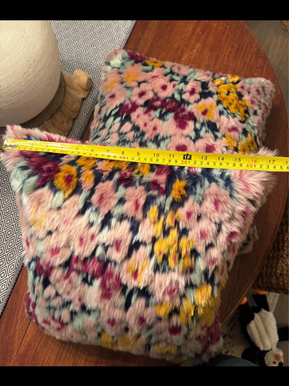 Pair of Anthropologie Faux-Fur Floral Jacquard Pillows - Picture 7 of 7
